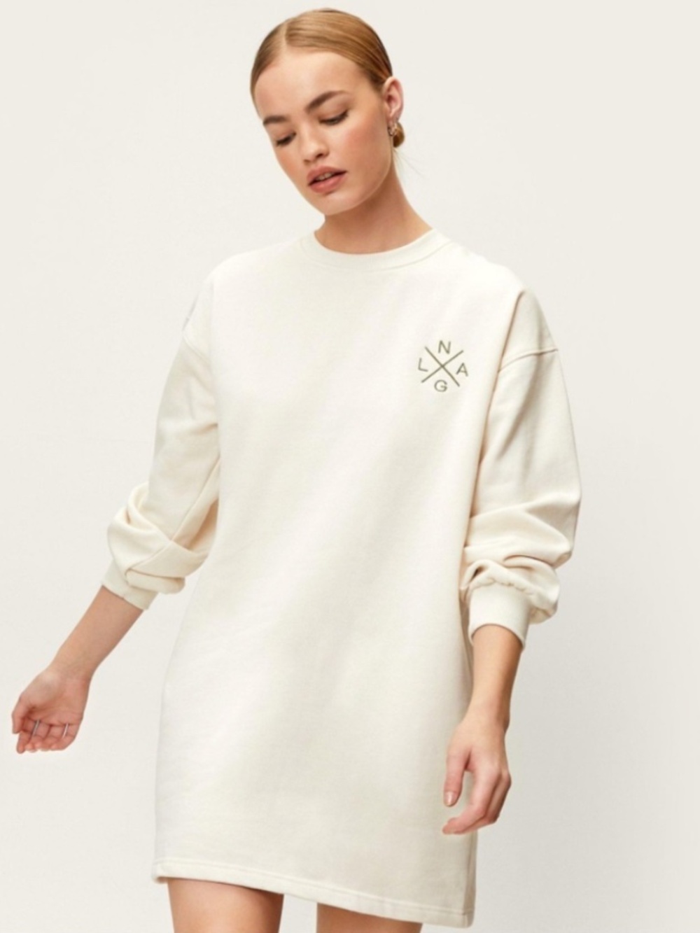 NWT Nasty Gal Recycled Graphic Mini Sweater Dress Size Petite XS